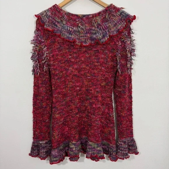 Chic Ruffled Knit Sweater in Multicolor - Picture 9 of 15